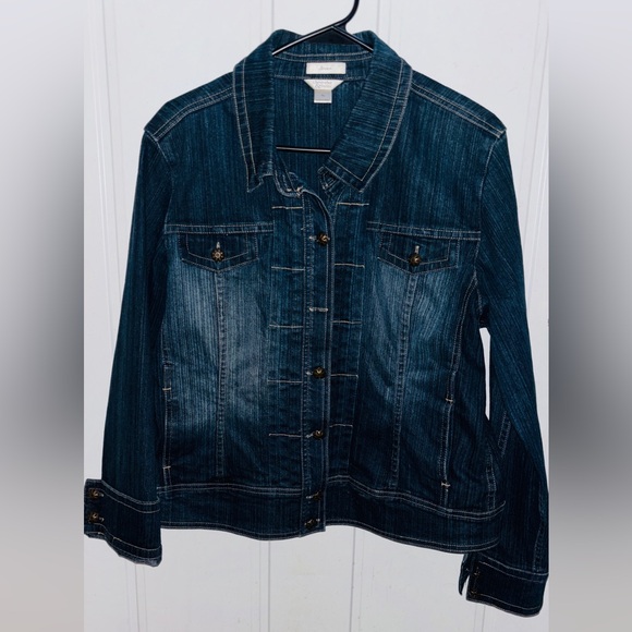 Christopher & Banks Dark Blue Denim Jacket w/pockets Awesome design 🫶 - Picture 1 of 7